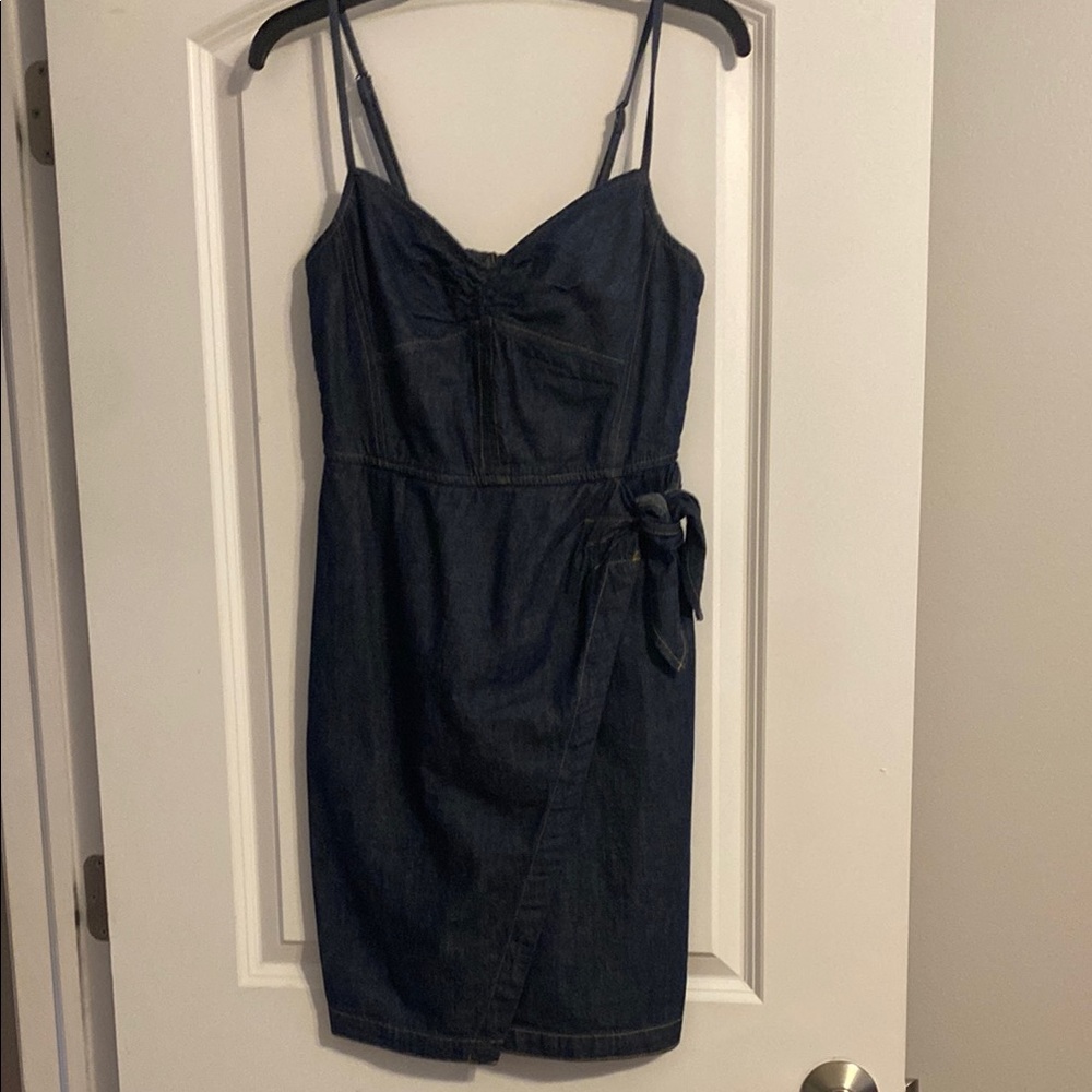 Rebecca Taylor Denim Wrap Tie Front Mini Dress